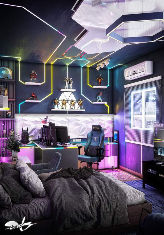quarto gamer com LED