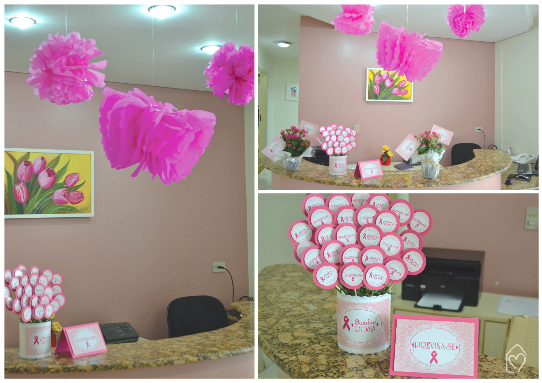 como fazer painel laço rosa recepção