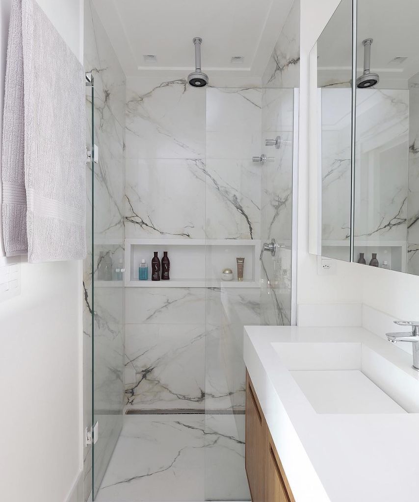 Revestimento box banheiro porcelanato marmorizado acetinado