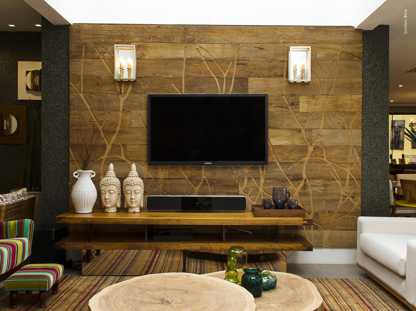 revestimento sala pequena tv