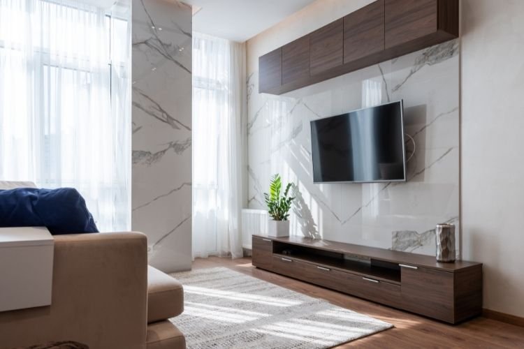 revestimento sala de tv e jantar