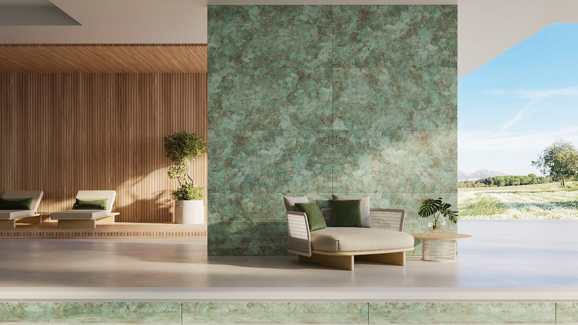 revestimento verde porcelanato