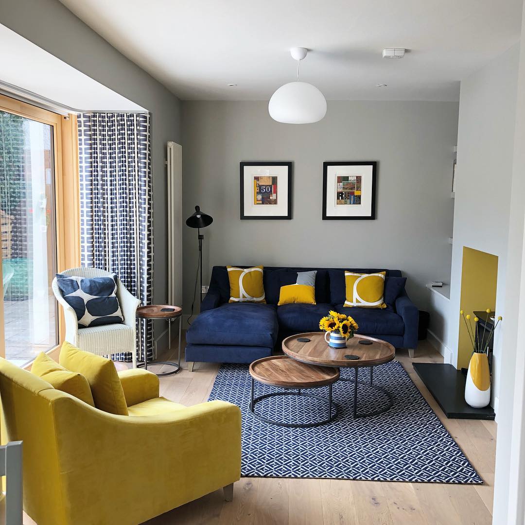 combinação cinza e amarelo na decoração