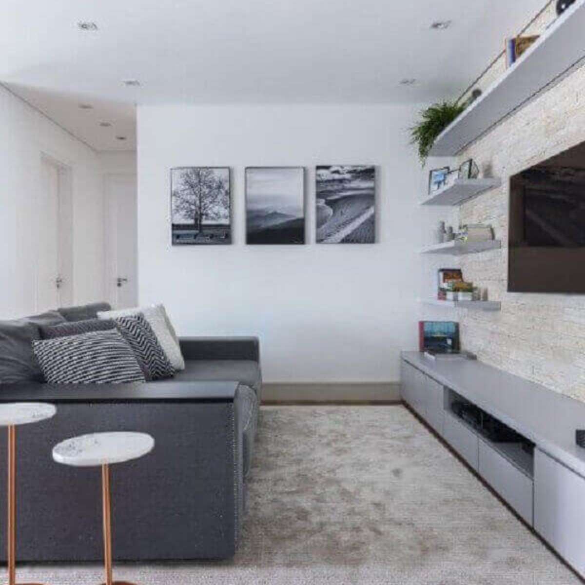 melhores cortinas para sala cinza claro