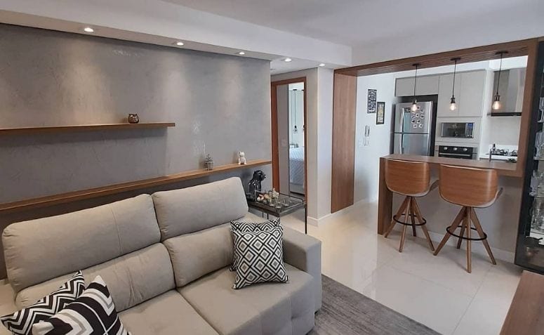 como decorar sala conjugada com cozinha pequena