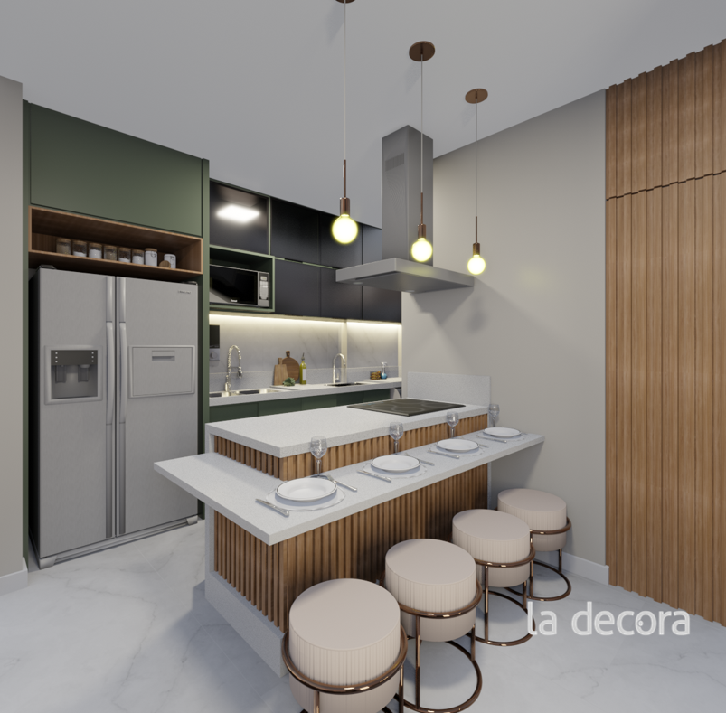 sala conjugada com cozinha