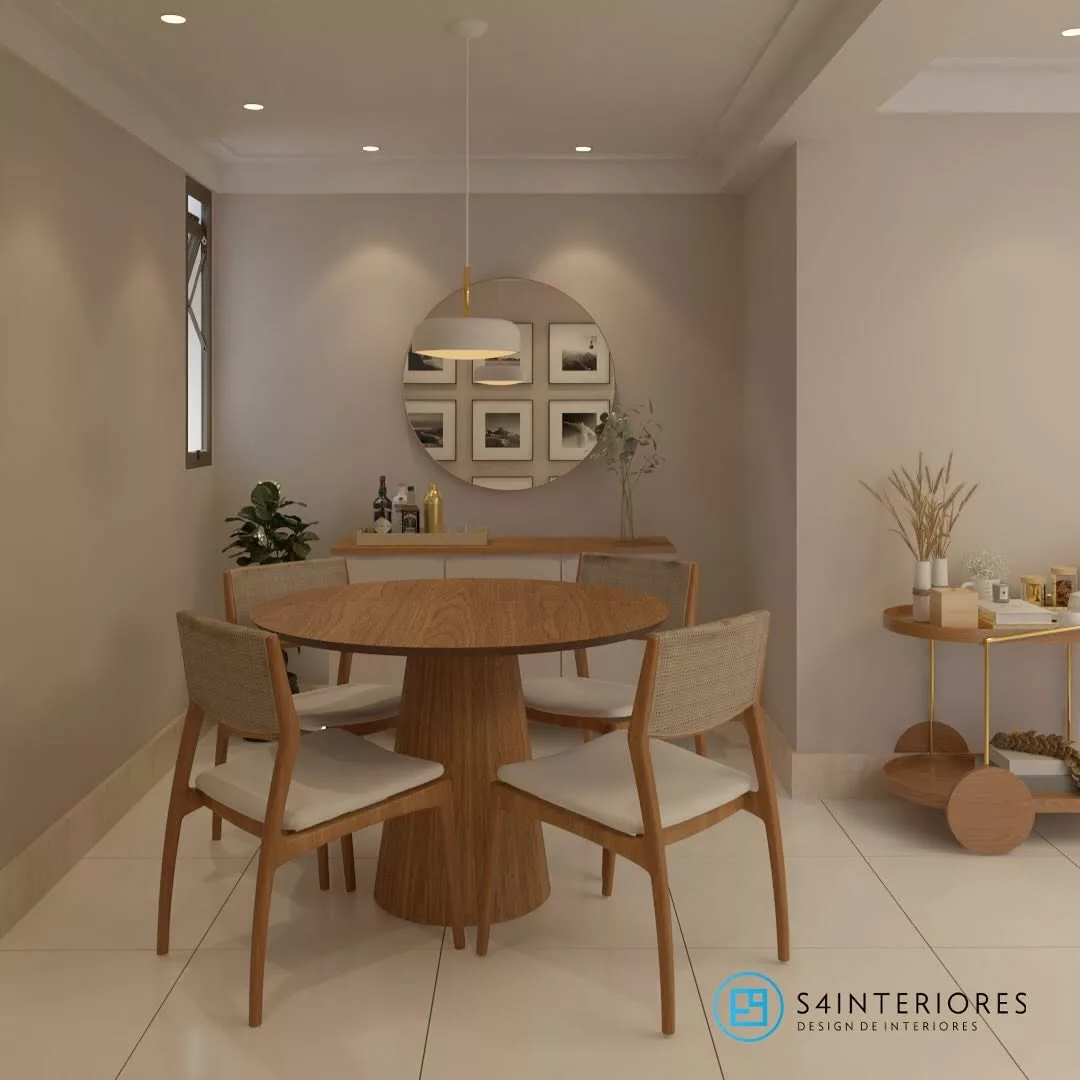 sala de apartamento pequeno com mesa de jantar