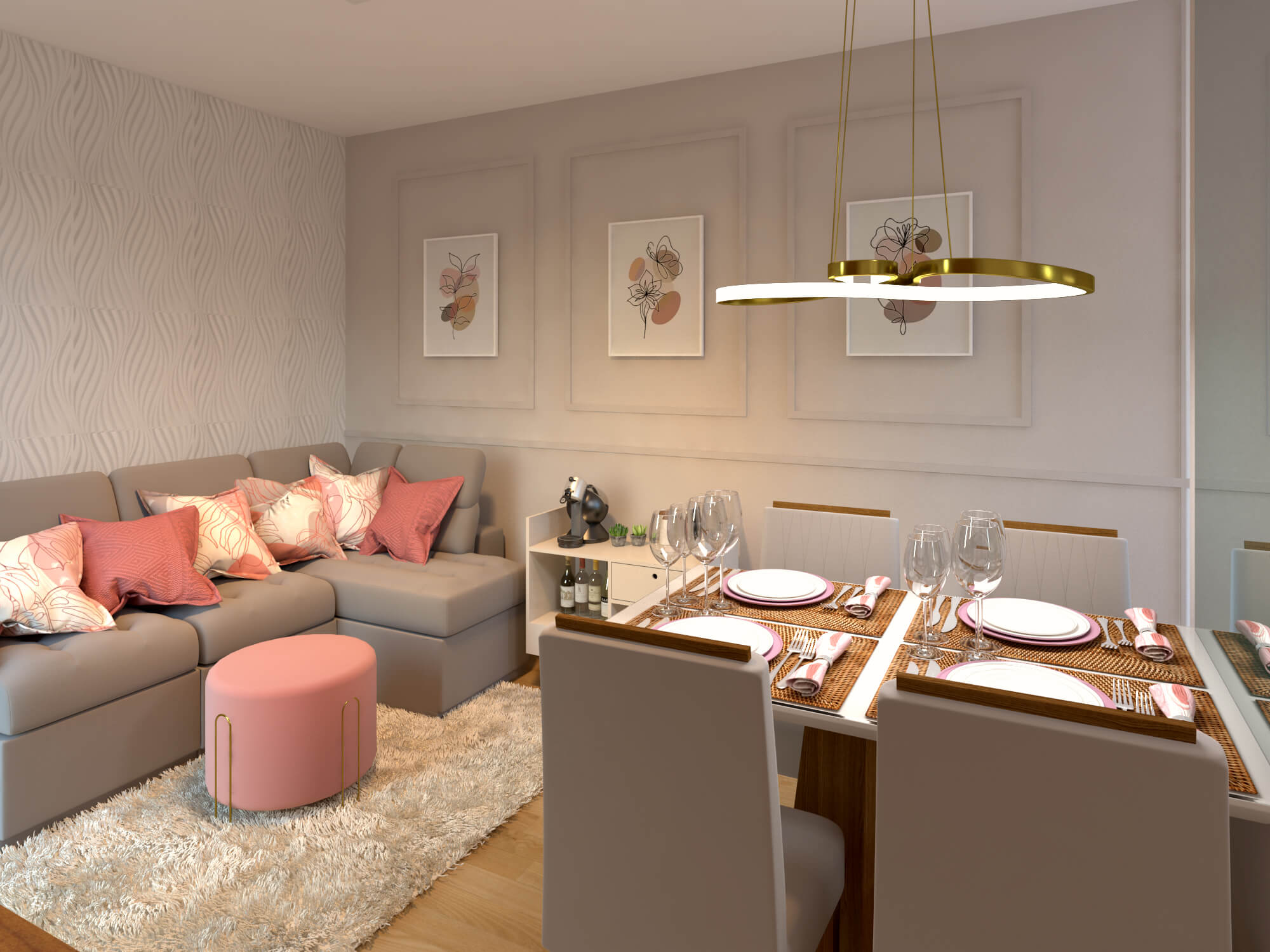 decoração sala de estar e jantar pequena