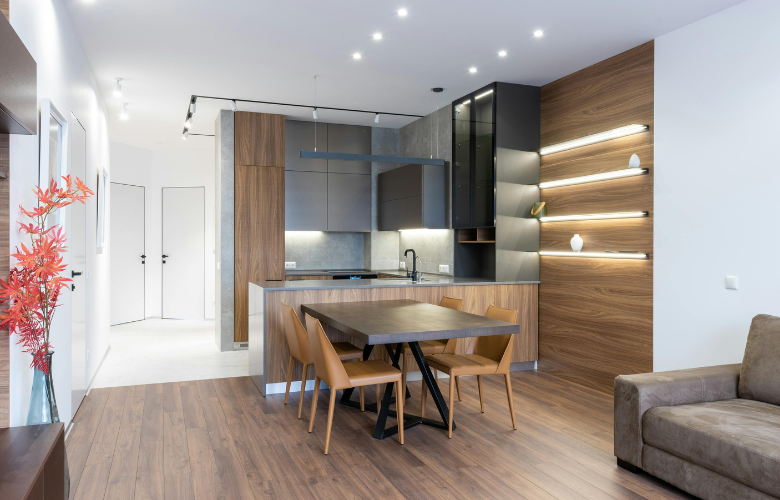 sala de estar e jantar pequena e funcional