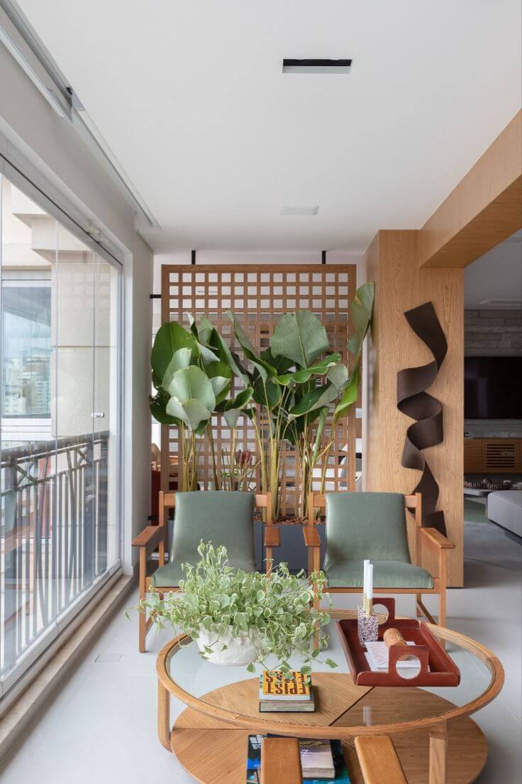 sala de estar integrada com varanda