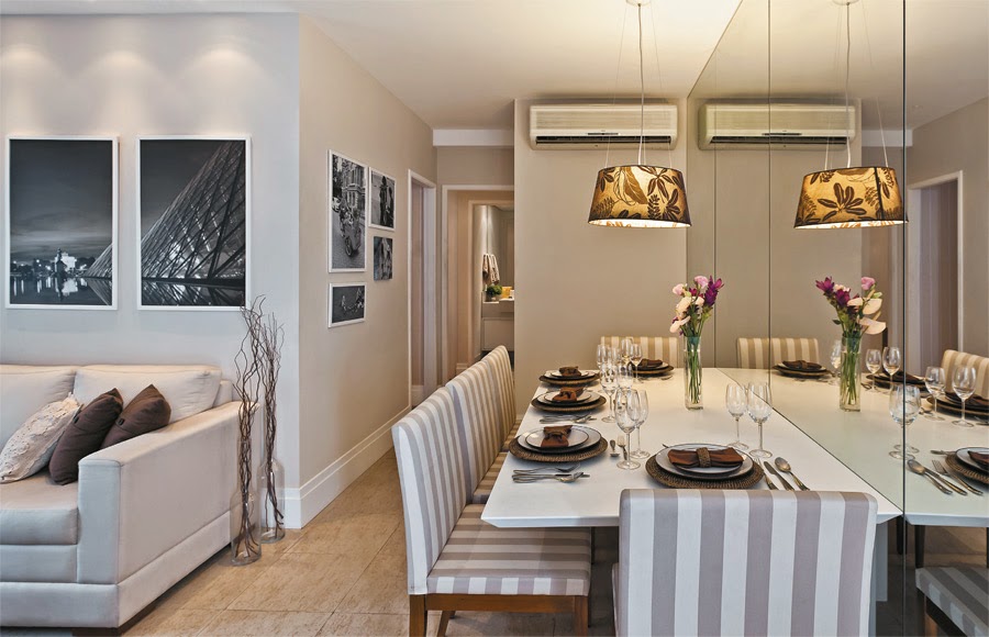 sala de jantar integrada com sala de estar pequena