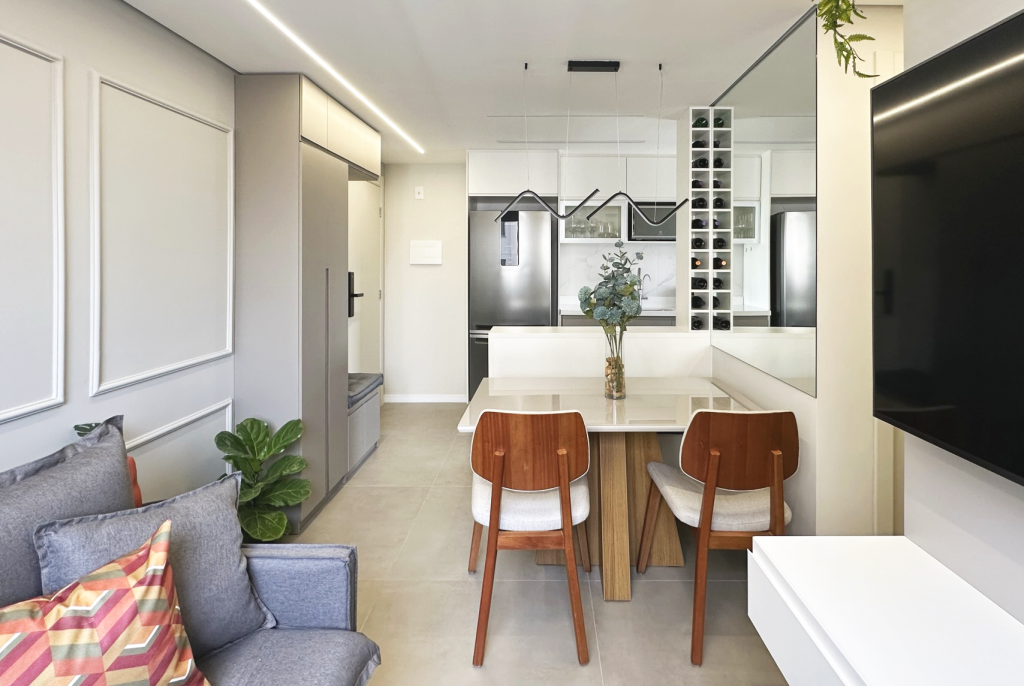 sala de estar e jantar integradas móveis