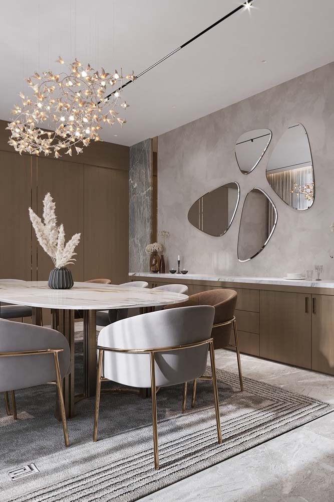 ideias sala de jantar pequena espelho