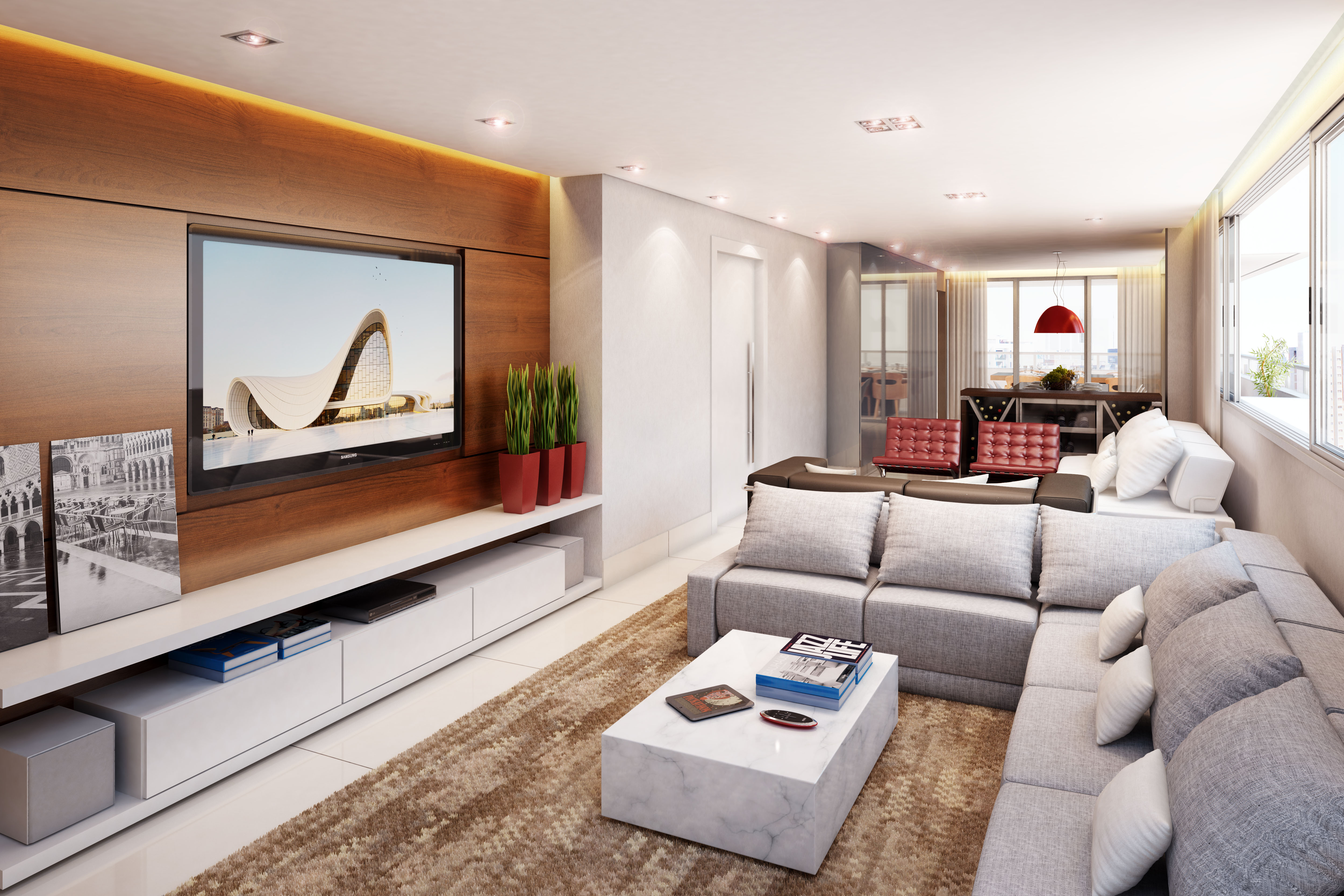 sala decoração simples e moderna cores