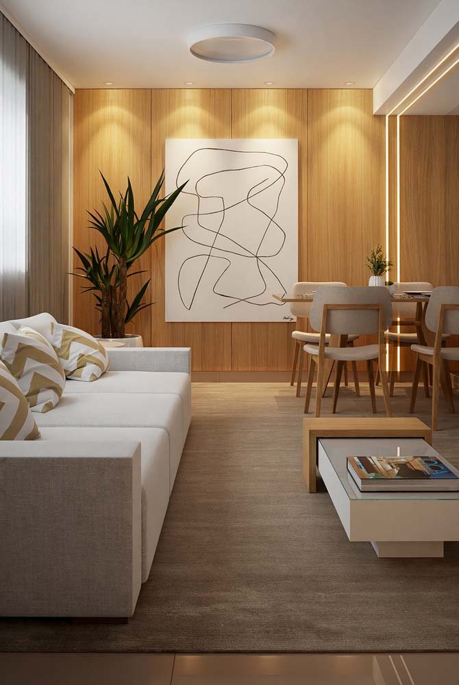 sala decoração simples e moderna com plantas
