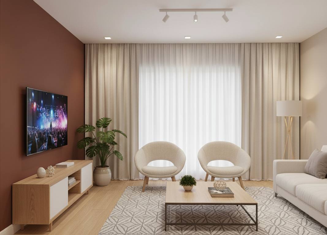 sala pequena com móveis planejados elegante