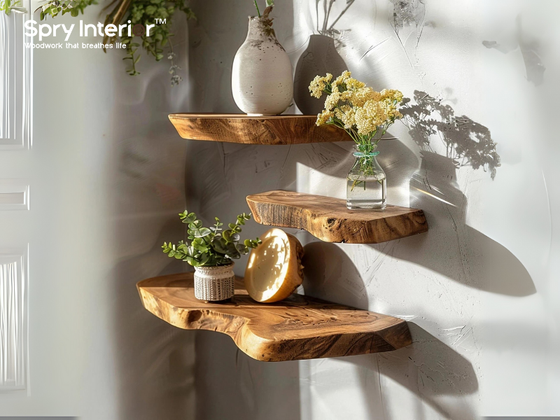 prateleiras flutuantes de madeira vs metal