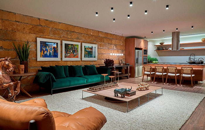 ideias de decoração com textura marrom para sala