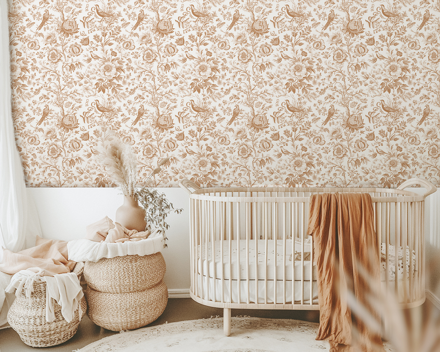 papel de parede toile de jouy azul