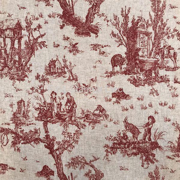 tecido toile de jouy vermelho