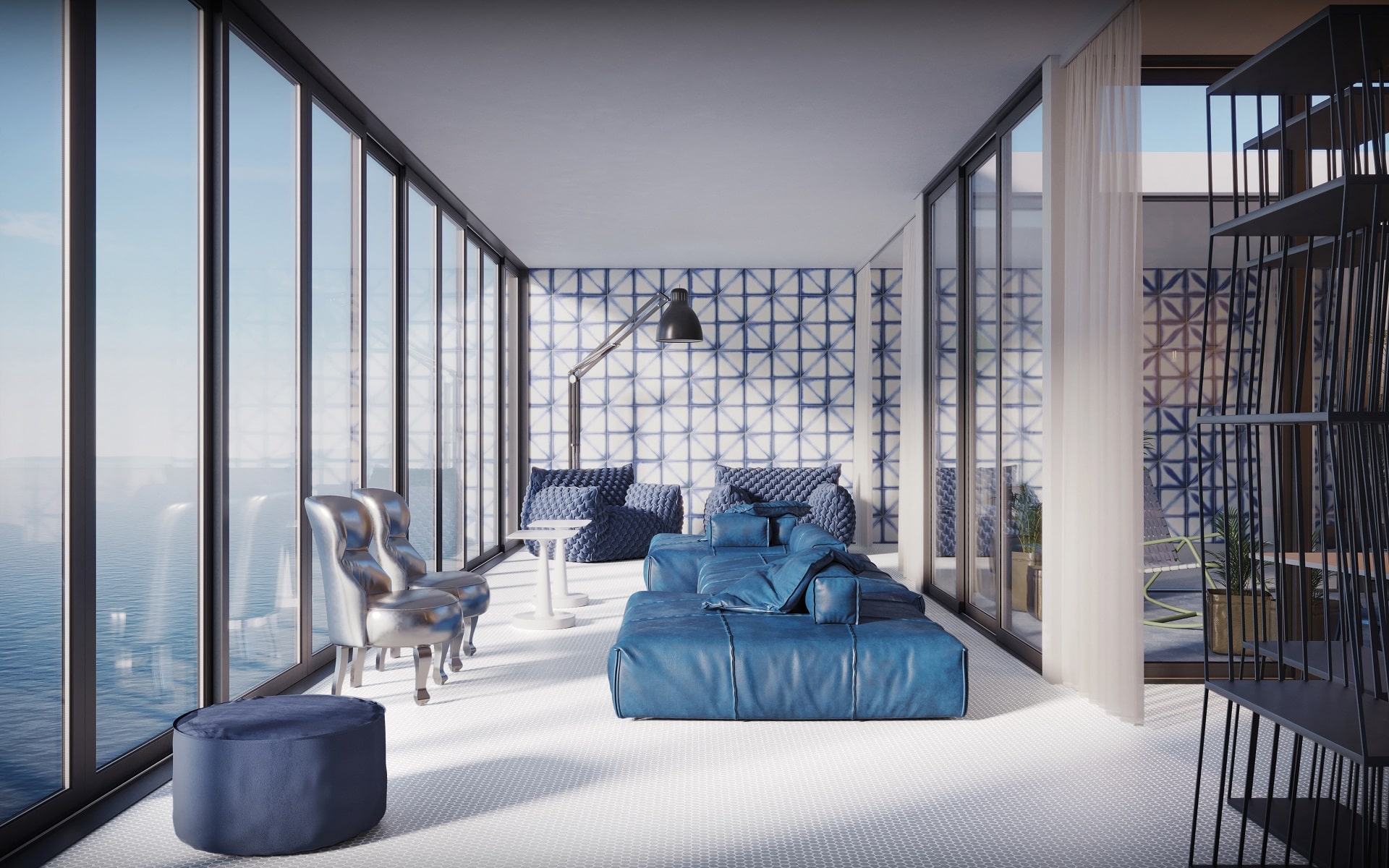 pintura de interiores azul