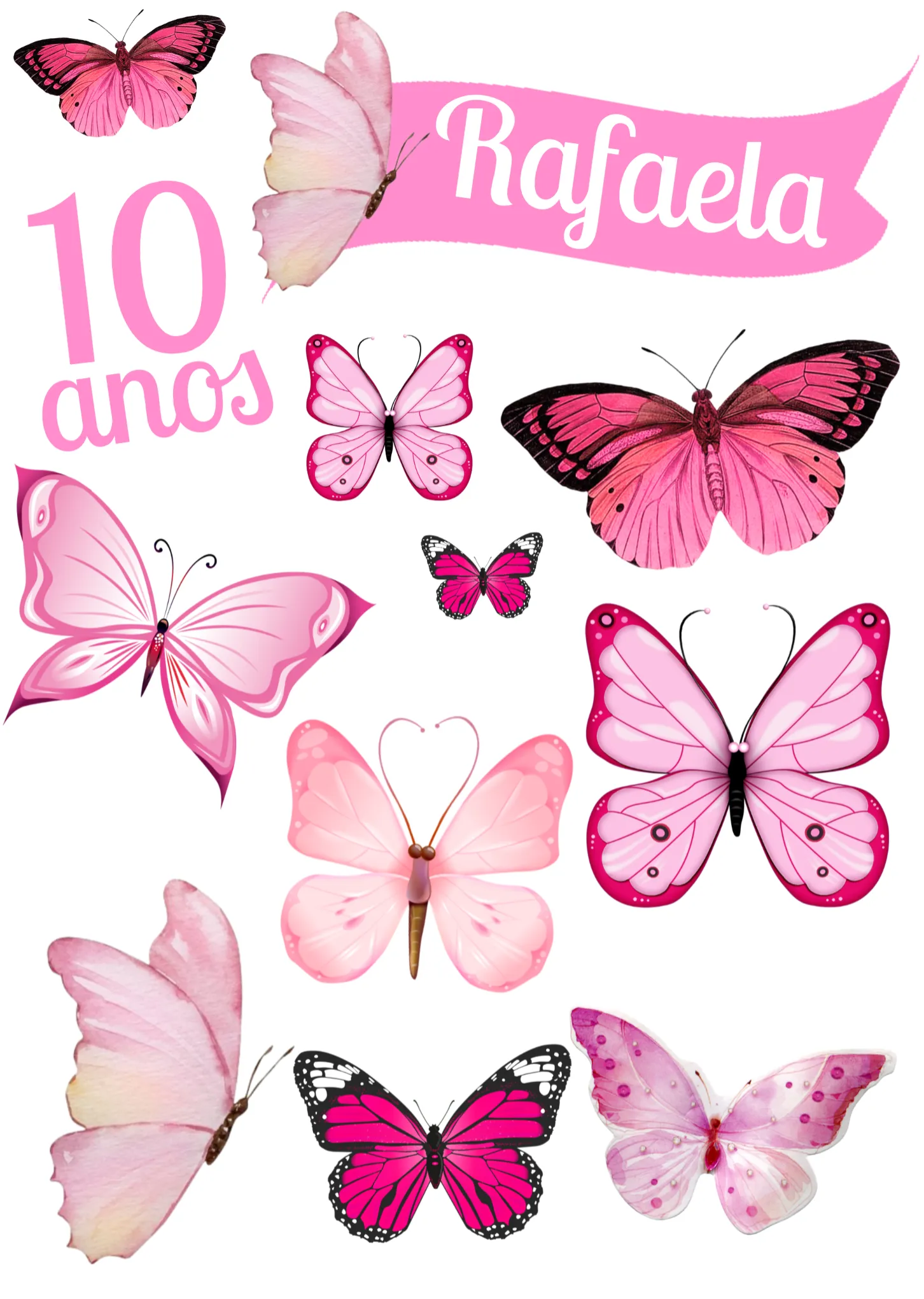 topo de bolo borboleta rosa e lilás