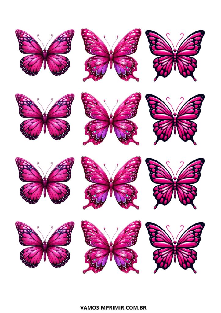 topo de bolo borboleta rosa e azul