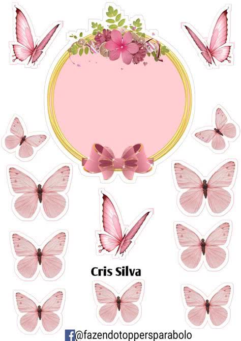 topo de bolo borboleta rosa para chá de bebê