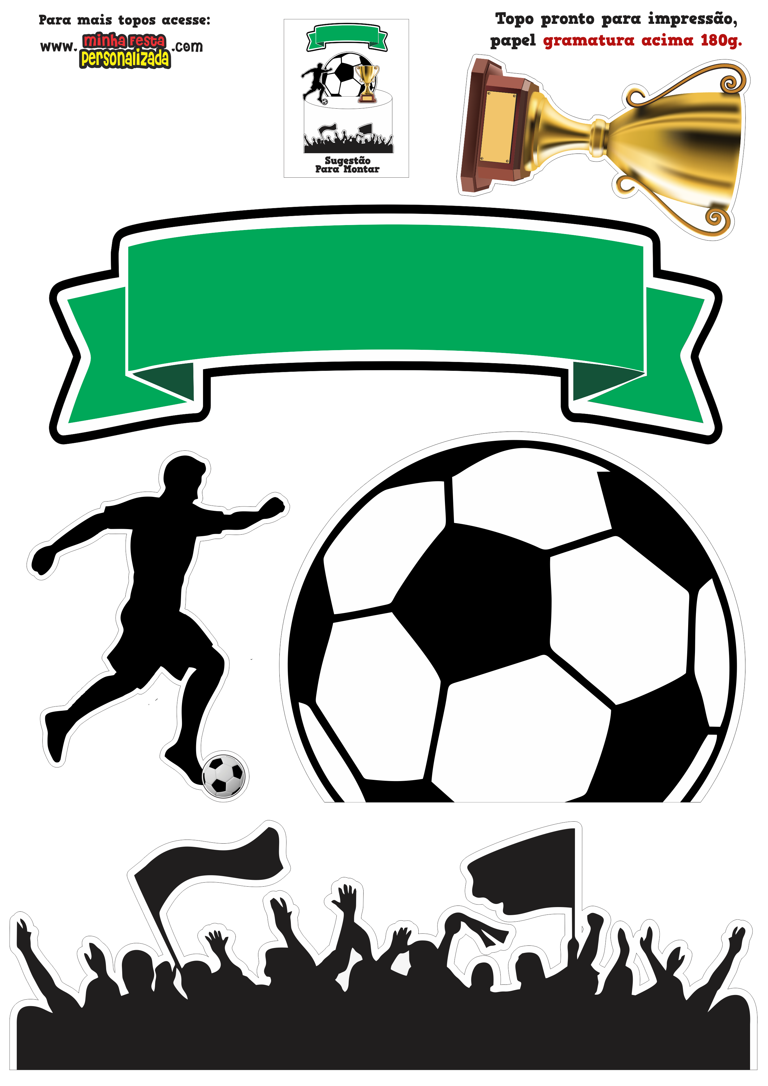 topo de bolo futebol time específico