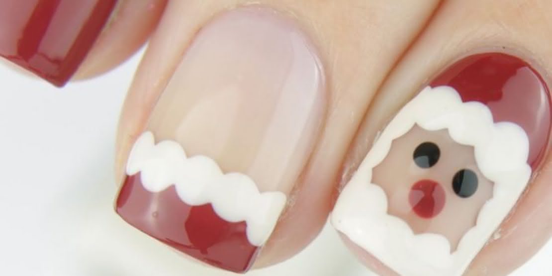 unhas com decoração de natal