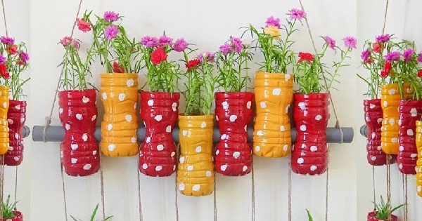 vasos de garrafa pet para decoração