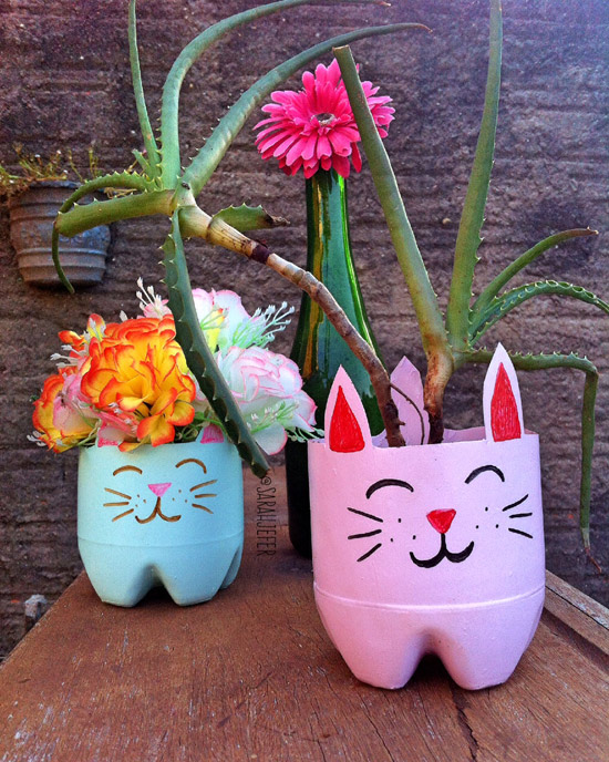 vasos de garrafa pet para decoração