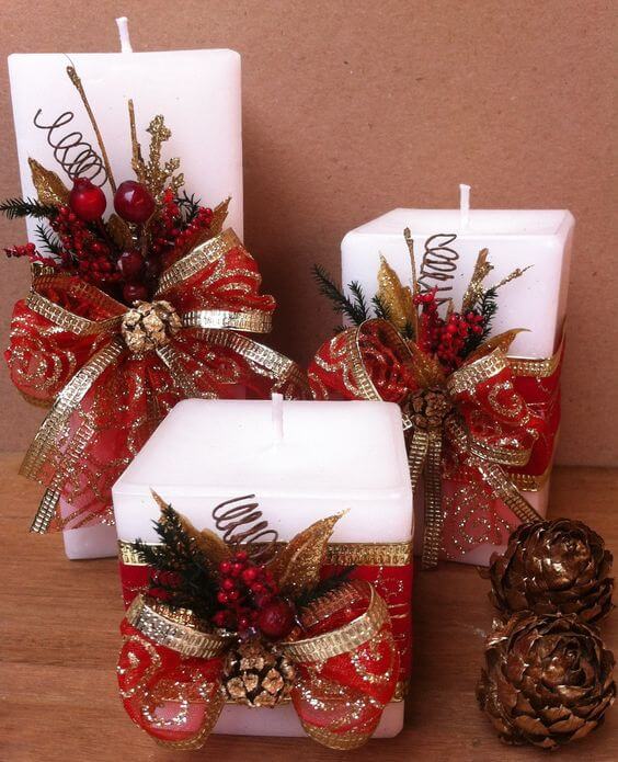 ideias de decoração com velas de natal para mesa