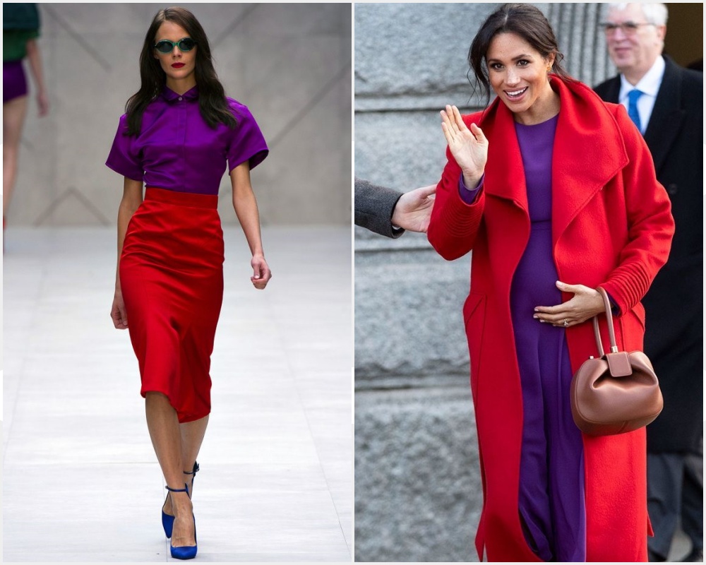 roupa roxa com detalhes vermelhos