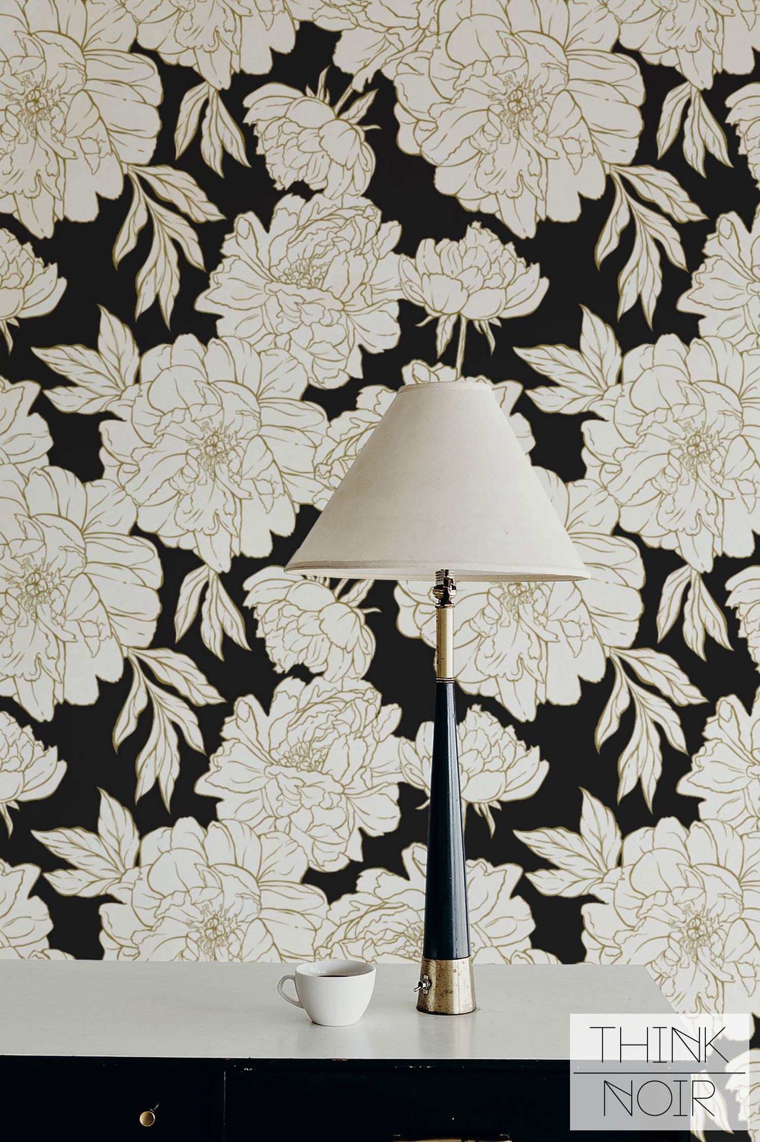 ideias de papel de parede preto e branco para sala