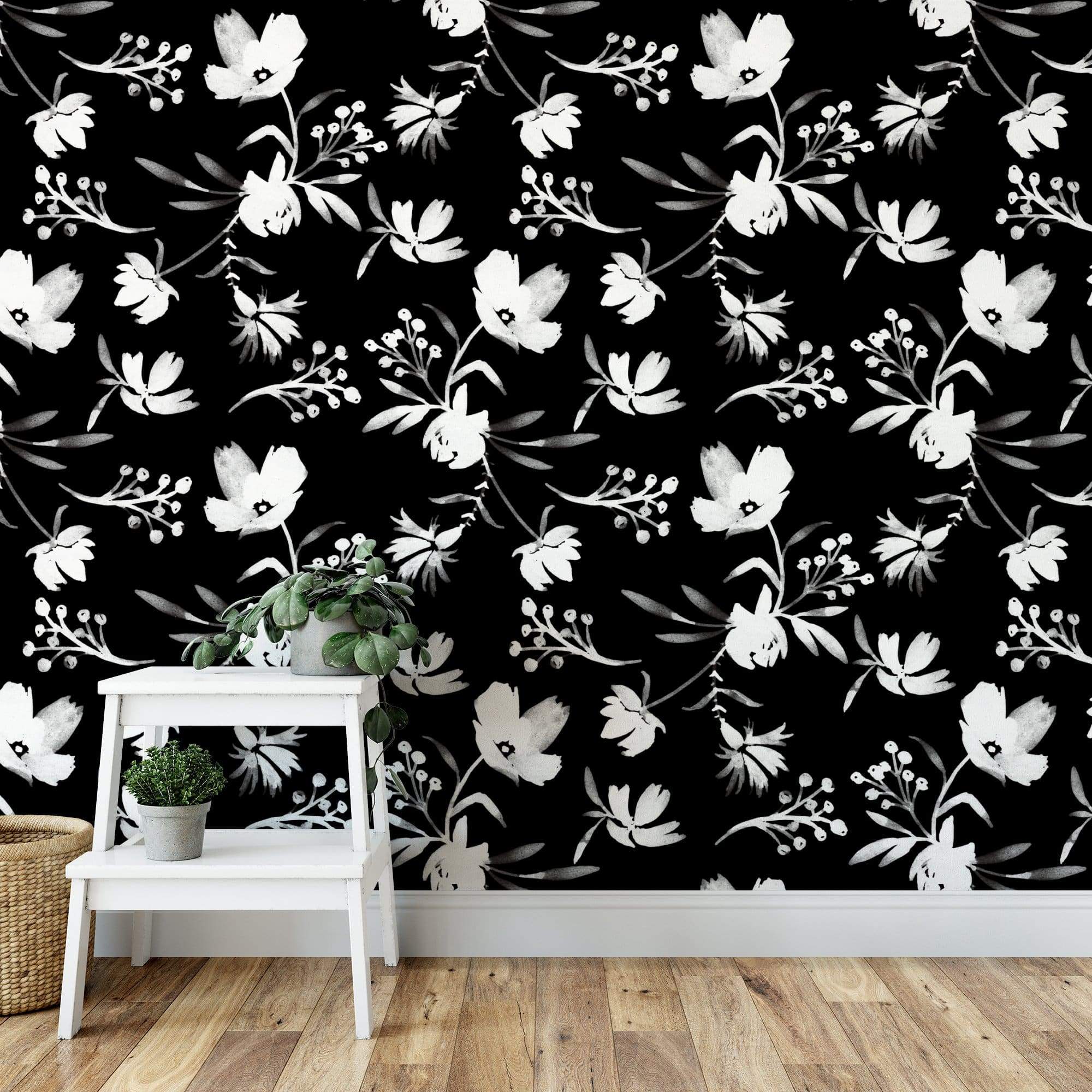 ideias de papel de parede preto e branco para sala