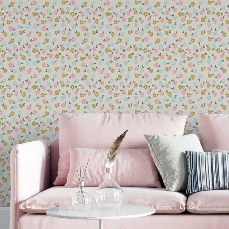 ideias de papel de parede flor desenho para quarto