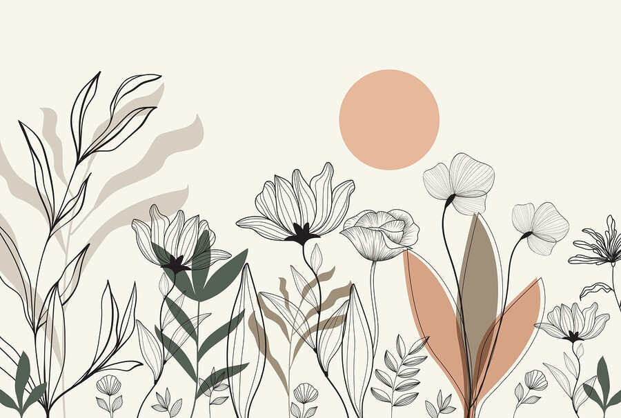 preço papel de parede flor desenho online