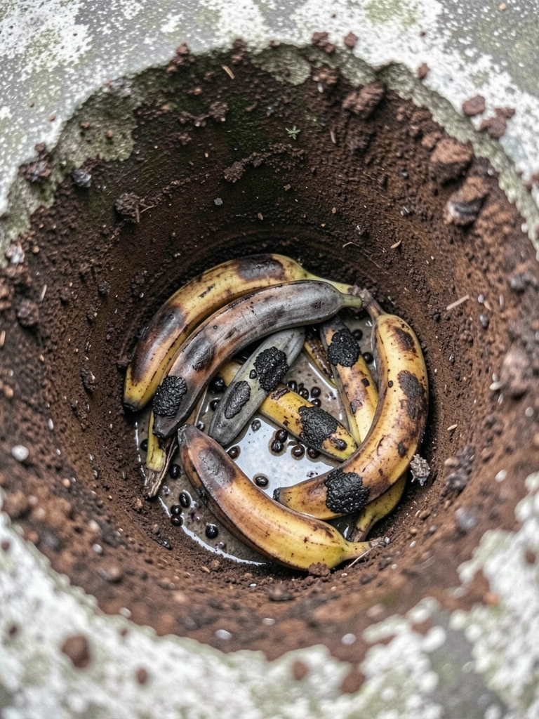 Cova de plantio com adubo no fundo, solo preparado