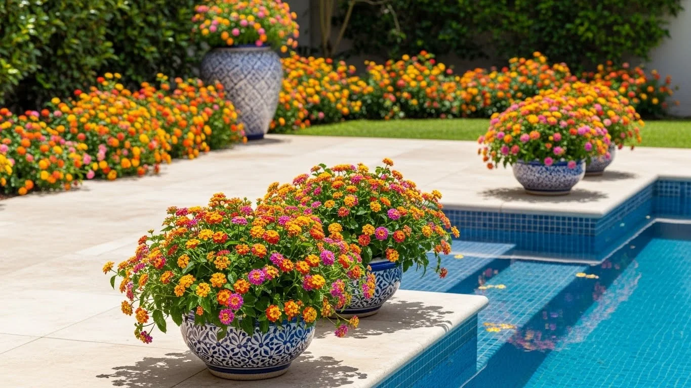 decoração de piscina com suculentas