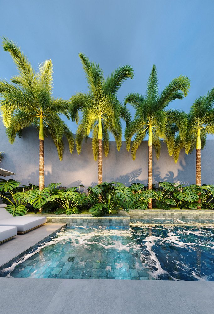 paisagismo econômico para piscina