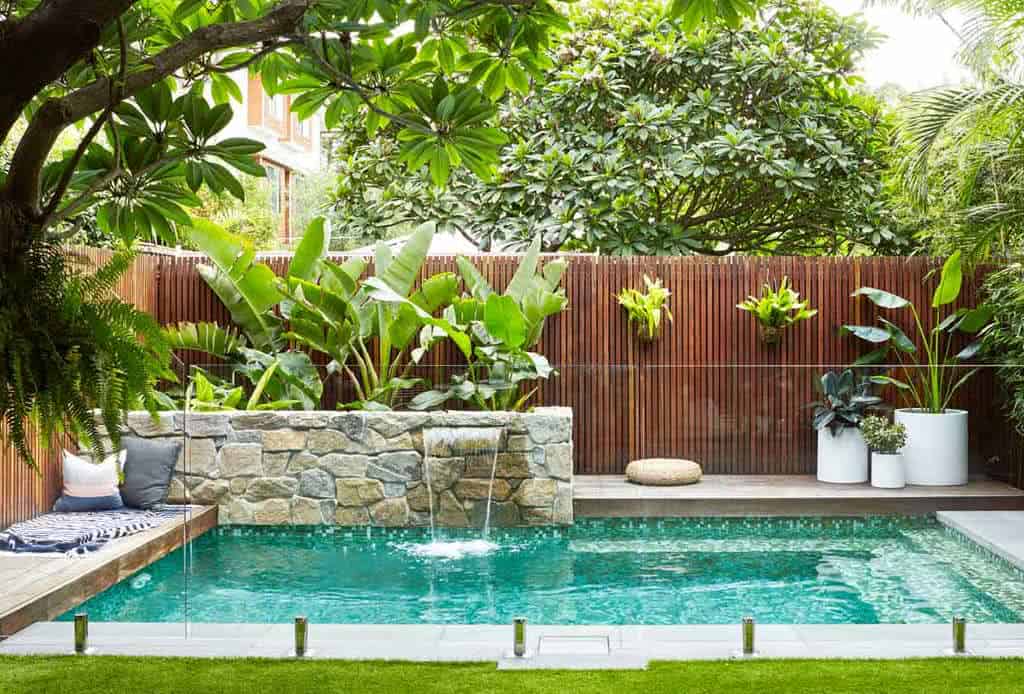 paisagismo econômico para piscina