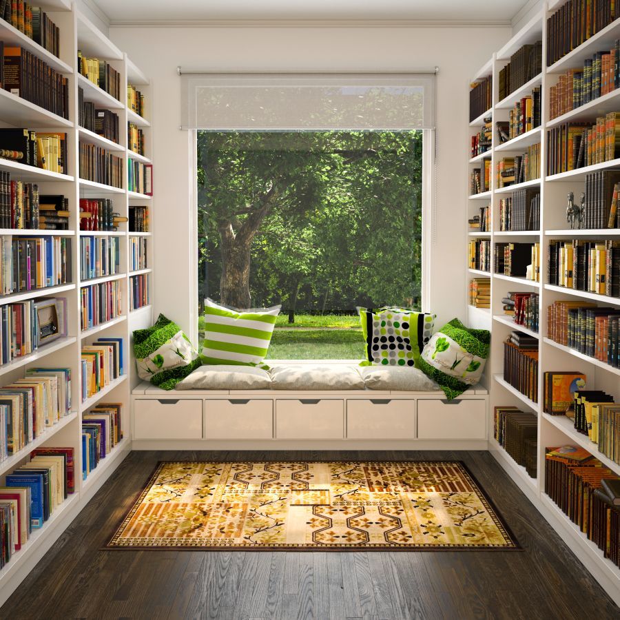 biblioteca moderna em casa
