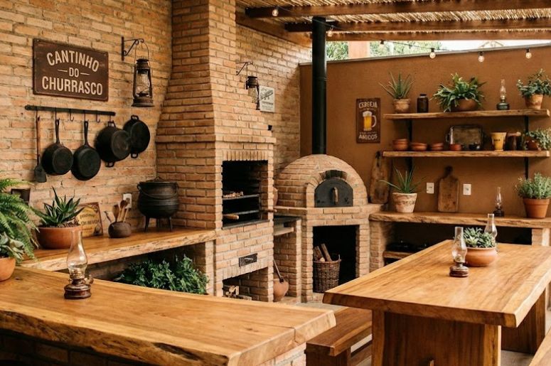 mesa posta para churrasco