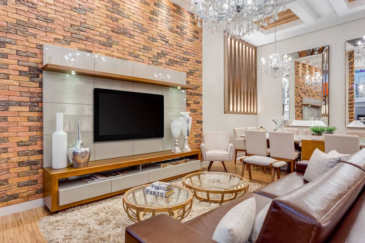 como decorar parede de tijolo com moveis modernos