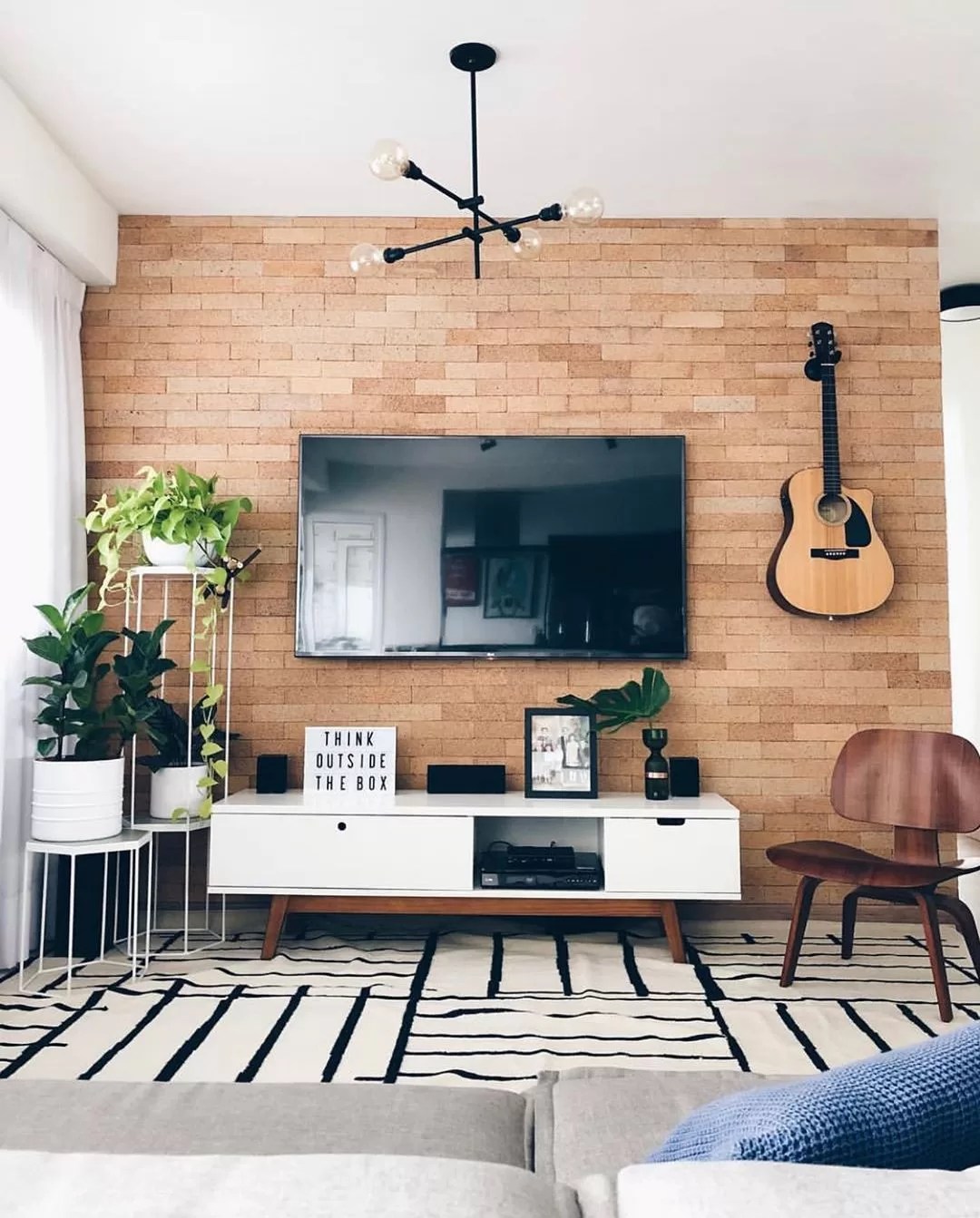 parede de tijolinho em apartamento pequeno