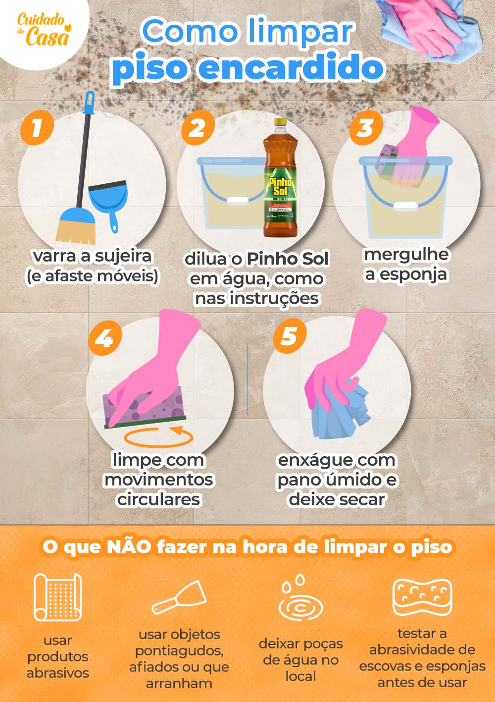 como limpar piso com água sanitária