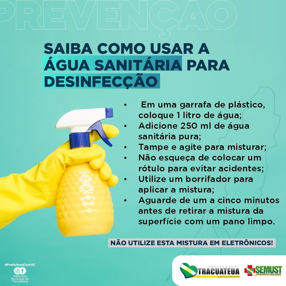 desinfetar chão água sanitária
