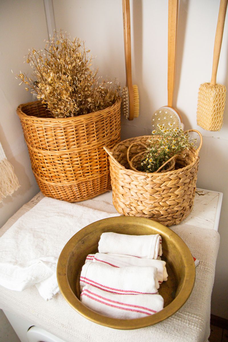 cachepô de vime para plantas