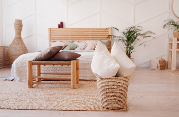 organização com cestaria natural